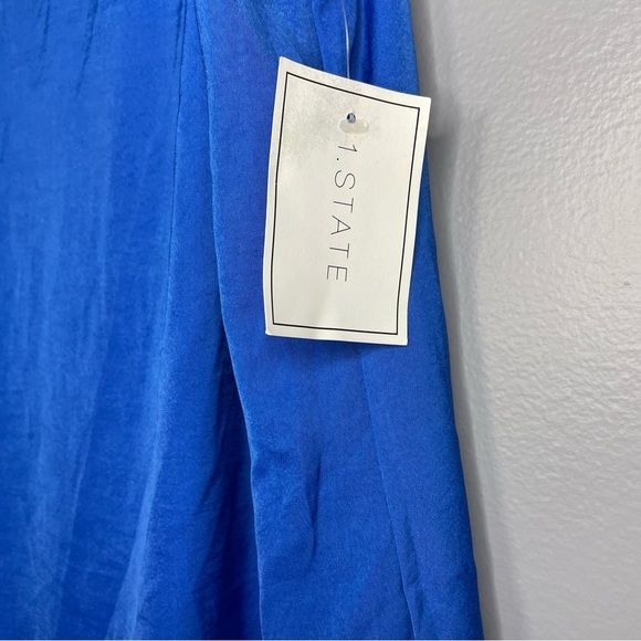 NWT 1 State Dragonfly Blue Satin Lined Tank Top Scrunched Straps - Picture 5 of 11